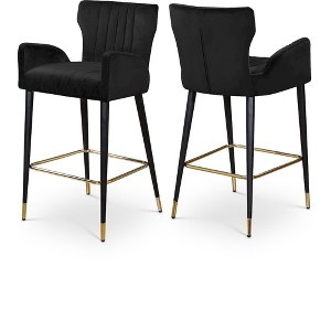 Meridian Furniture,Luxe Black Velvet Stool, Set of 2 - 1 of 4