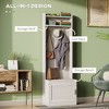 Aghana Digitals Rustic White Wood Grain Hall Tree with Storage Bench, Coat Rack, Open Shelves & - 4 of 4
