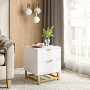 Whizmax Nightstand with 2 Drawer, Storage Side Table suitable for Bedroom, Living Room, Stylish White Finish - 1 of 4