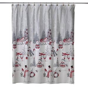 Whistler Snowman Shower Curtain - SKL Home: Festive Winter Bathroom Decor, Polyester, Machine Washable - 1 of 3