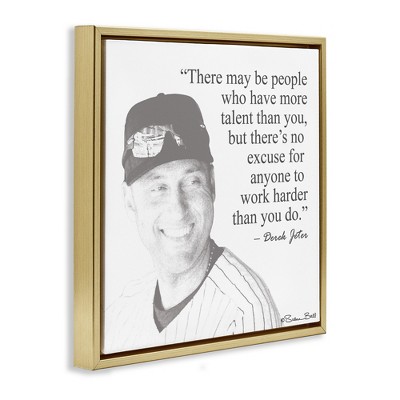 Gold Framed Motivational Derek Jeter Quote Canvas Print, 25" x 25"