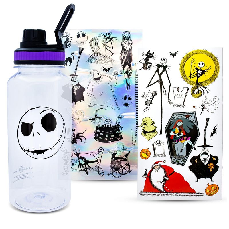 Silver Buffalo Disney Nightmare Before Christmas Jack Twist Spout Water Bottle and Sticker Set, 1 of 7