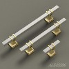 attop 10 Pack Satin Nickel and Gold Cabinet Knobs, 2 Inch(51mm) Diameter Cabinet Hardware Square T Bar Knobs for Cupboard and Drawers - 2 of 4
