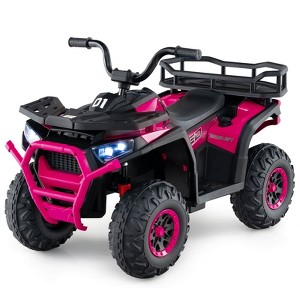 Costway 24V Kids Ride on Electric ATV Car Toy with Spring Suspension & LED Lights USB Black/Pink/Navy - 1 of 4