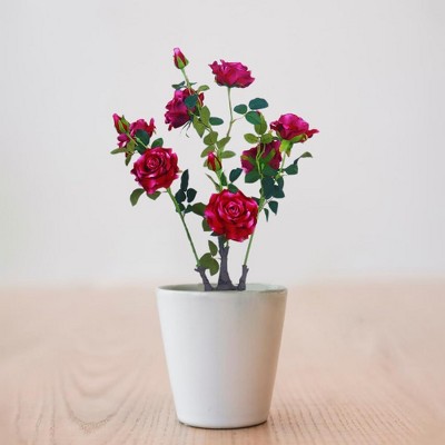 2PCS Faux Peony Trees in Pot, UV Resistant Indoor/Outdoor Decor, Housewarming Gift