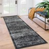 Washable Vintage Printed Rug Non Slip Low Pile Rug Retro Throw Floor Cover Foldable Indoor Carpet for Living Room Bedroom - 2 of 4