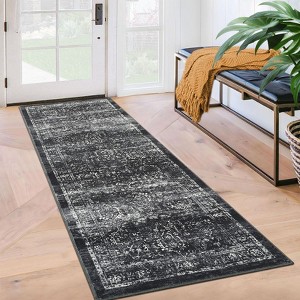 Machine Washable Area Rugs Ultra Thin Traditional Throw Rugs  Non Slip Foldable  Oriental Distressed Floor Cover Stain Resistant Indoor Carpet - 1 of 4