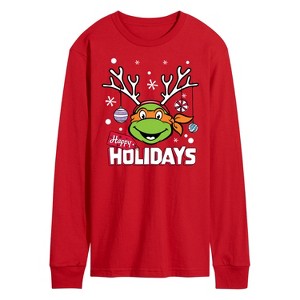 Men's - Teenage Mutant Ninja Turtles - Happy Holidays Long Sleeve Graphic T-Shirt - 1 of 3