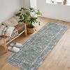 Acekool Washable Area Rug, Boho Vintage Floral Print, Non Slip Low Pile Thin Indoor Carpet for Living Room Bedroom Dining - 2 of 4