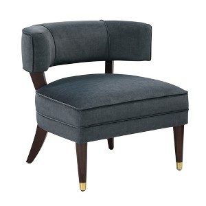 Velvet Upholstery Solid Wood Barrel-Back Accent Chair with Attached Cushions and High-Density Foam Seat - 1 of 4