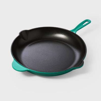 12" Enameled Cast Iron Fry Pan Green - Tabitha Brown for Target: Skillet, Even-Heating, Oven-Safe, Cookware