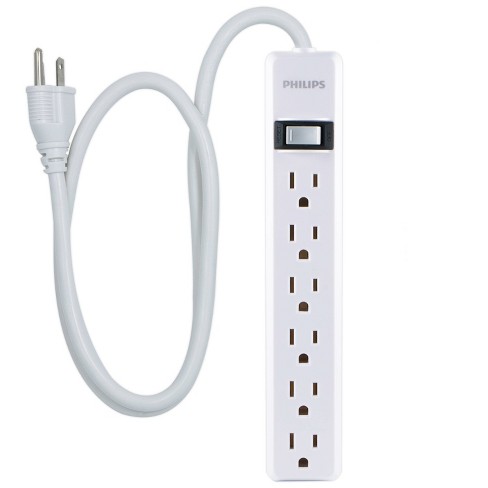 Ge 2' Extension Cord With 6 Outlet Power Strip White : Target