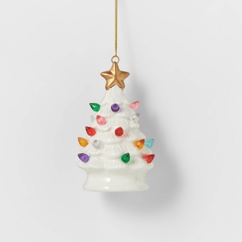 Lit Ceramic Retro Christmas Tree Ornament White - Wondershop™ : Target