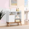 Lirago Bath Linen Cabinet with Colorblock Design Solid Wood Base Outlet Hole 31.5"H x 11.8"D x 31.5"W - 3 of 4