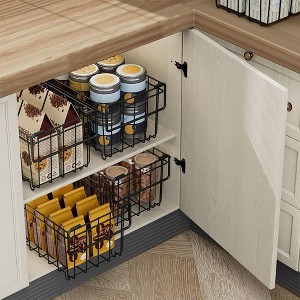 Carbon Steel Stackable Fridge Bins - Foldable, expandable organizer baskets with handles for freezer or refrigerator. - 1 of 4