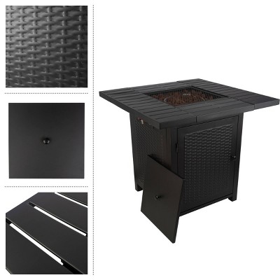 Pure Garden 30" Black Propane Gas Fire Pit Table