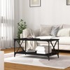 vidaXL Modern Coffee Table in Black, Made from Engineered Wood and Iron, Features Practical Tabletop and Open Shelf - Multiple Purposes - 3 of 4
