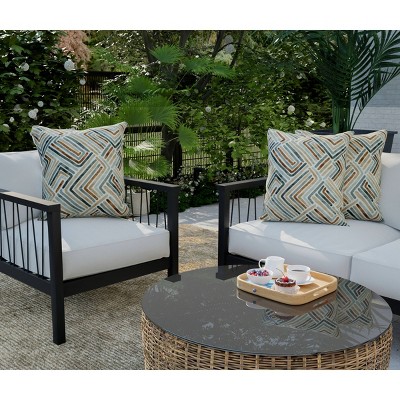 22" Square Geometric Canvas Throw Pillow for Indoor/Outdoor