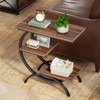 SEVOBAL End Tables Three Tier Industrial Side Table with Rustic Wood and Metal Frame for Living Room Bedroom , Rustic Brown, 26.38"*30.31"*4.53" - 4 of 4