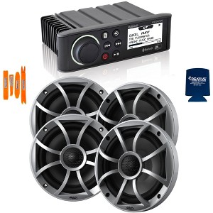 Fusion MS-RA70N Marine AM/FM/BT/NEMA2000 Stereo with 2 Pair Wet Sounds RECON 6-S High Output 6.5" Marine Coaxial Speakers, Silver Grill - 1 of 4