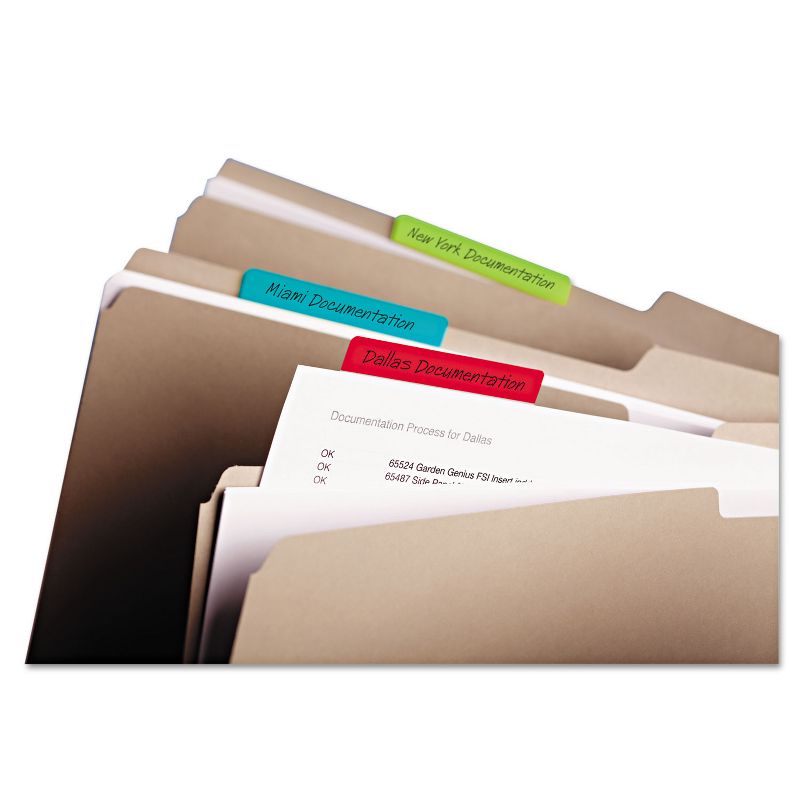 Post-it Tabs File Tabs 3 x 1 1/2 Solid Aqua/Lime/Red/Yellow 24/Pack 686ALYR3IN, 3 of 5
