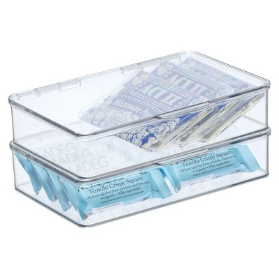 iDesign Stackable Hinged-Lid Pantry Storage Box - Set of 2 - Clear