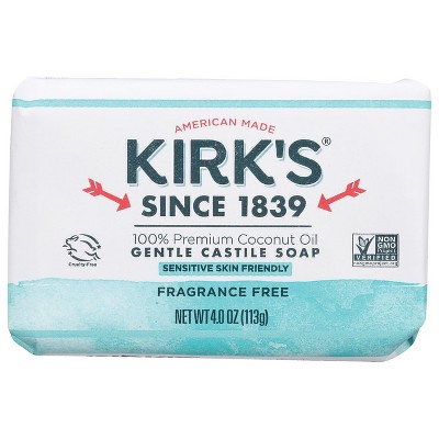 Kirk's Gentle Castile Soap - Fragrance Free 4 oz Bar.