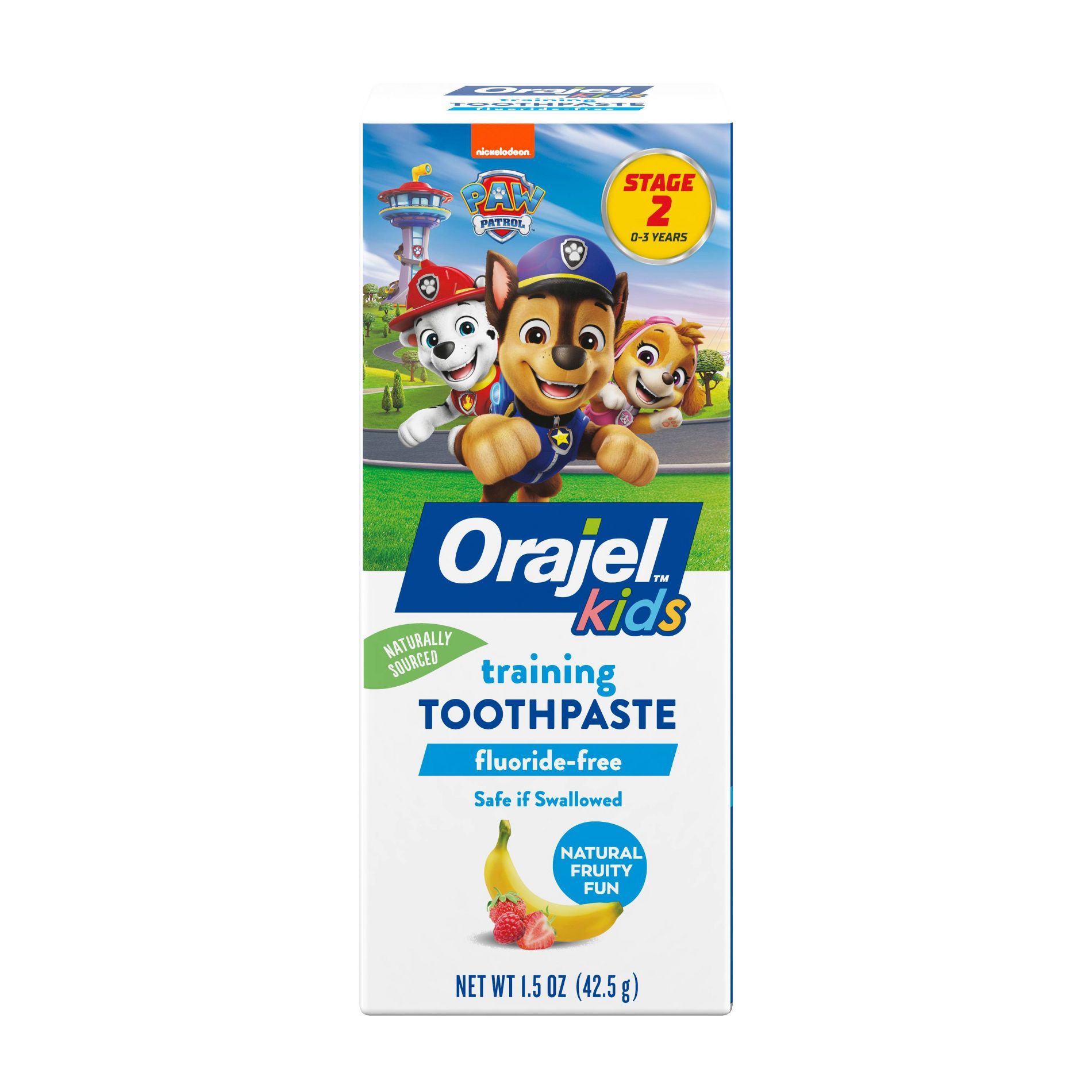 Orajel Kids Paw Patrol Fluoride-Free Training Toothpaste - Fruity Fun - 1.5oz