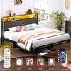 NicBex Queen Upholstered Bed Frame with LED and Charging Station,Platform Bed with Headboard and 2 Drawers,No Box Spring Needed,Easy Assembly,Brown - 3 of 4
