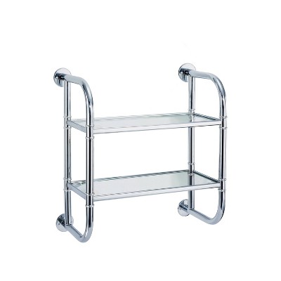 Organize It All Chrome 2-Tier Metal Wall Mount Bathroom Shelf (17.75-in x  21.5-in x 10.25-in) in the Bathroom Shelves department at