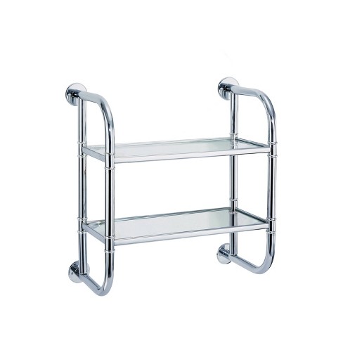 Organize It All Chrome 2-Tier Metal Wall Mount Bathroom Shelf (19-in x  20-in x 10-in)