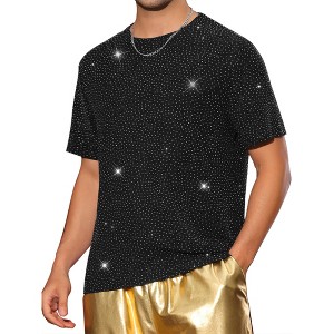 Lars Amadeus Men's Party Shiny Club Short Sleeve Glitter T-Shirt - 1 of 4