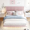 CAVINAS Queen Size Bed with Headboard and Sensor Light, Upholstered Platform, Floating Velvet Platform, Pink - 2 of 4