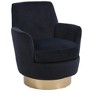 APRILSOUL Velvet Swivel Barrel Chair, Reading Chairs for Bedroom Comfy, Round Barrel Chairs with Gold Stainless Steel Base - 3 of 4
