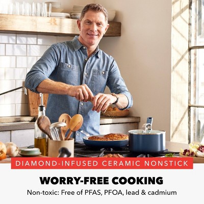 Bobby Flay Ceramic Nonstick Aluminum Saute Pan with Lid Oxford