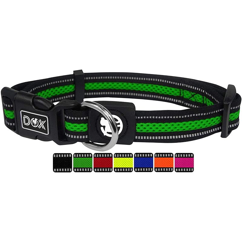 DDOXX Reflective Airmesh Dog Collar - Small - Green, 1 of 6
