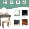 Tangkula Vanity Table Set 3 Color LED Light Touch Screen Mirror w/ Stool Black/Navy - 4 of 4