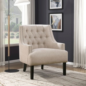 NicBex 1pc Accent Chair with  Button Tufted Textured Fabric Solid Wood Lounge Chair Reading Chair Comfy Chair for Living Room Bedroom Studio - 1 of 4