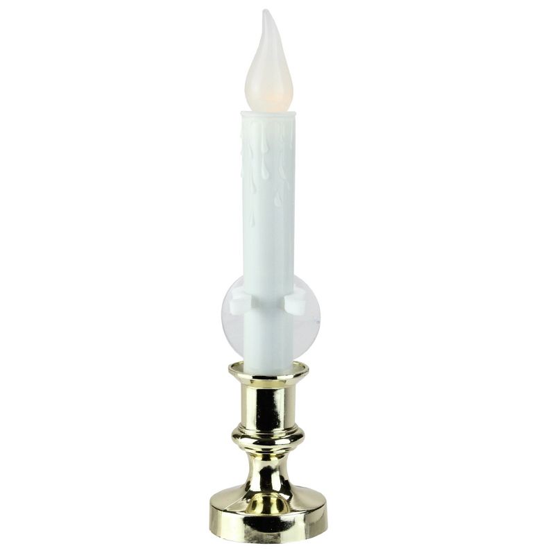 Northlight 8.5" Pre-Lit White and Gold LED Flickering Window Christmas Candle Lamp, 1 of 4