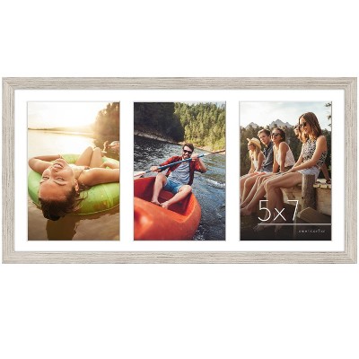 Americanflat 8x16 Collage Picture Frame with tempered shatter-resistant glass - Three Displays of 5x7 - Available in Packs and Colors