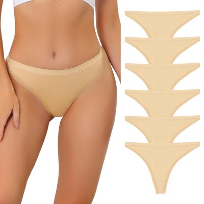 Allegra K Women's Packs G-string Breathable Hi-cut Thongs 1 Set Of 6 Pcs 6 Beige  Large : Target