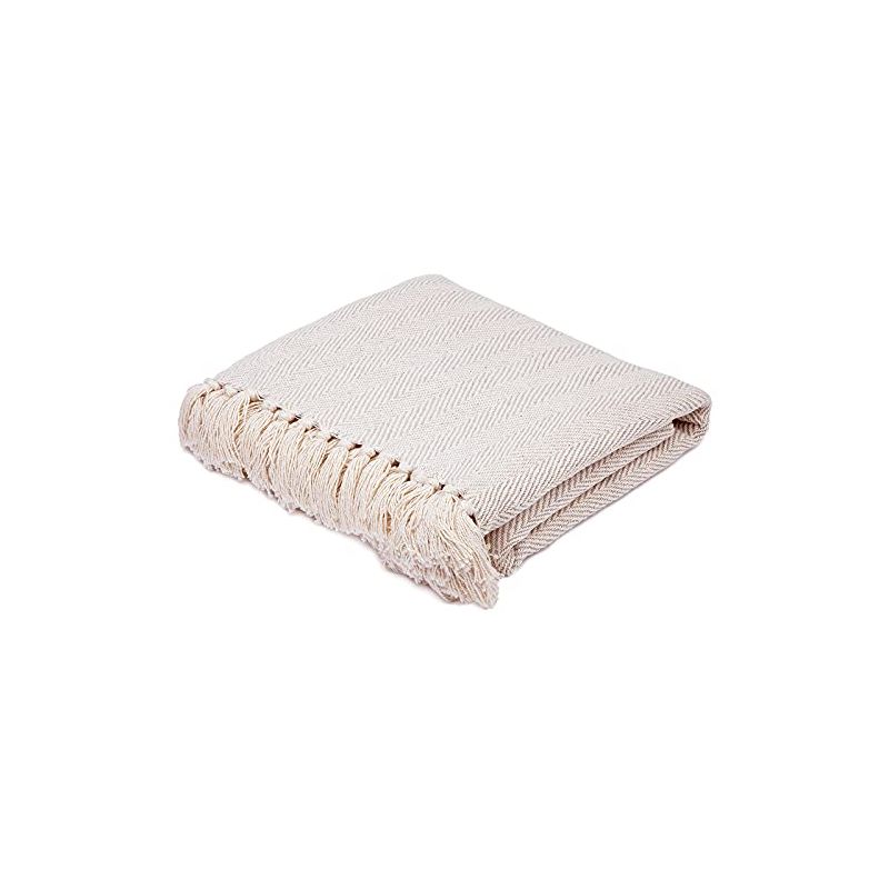 Americanflat 100% Cotton Throw Blanket - 50x60 - All Seasons Lightweight Cozy Soft Blankets & Throws for Bed and Sofa - 100% Cotton with Fringe - Available in a variety of Colors, 5 of 6