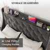 Bed Frame with 4 Storage Drawers and Charging Station, Button Tufted Upholstered Platform Bed with Storage - 4 of 4