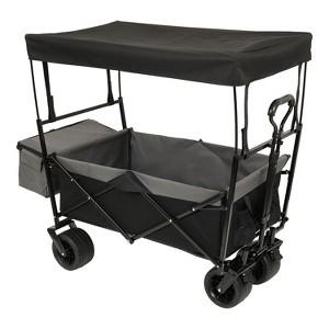 CAVINAS Collapsible Foldable Extended Wagon Cart with Canopy, All-Terrain Shopping Cart with Side Pocket and Brakes, Heavy-Duty Wagon - 1 of 4