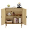 Rattan Buffet Cabinet with Decorative Doors and Shelves - Natural Wood Finish - 2 of 4