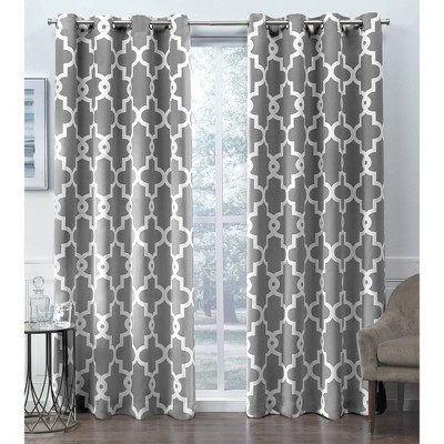 Set of 2 Ironwork Sateen Woven Room Darkening Window Curtain Panels - Exclusive Home