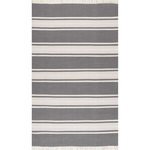 Nuloom Allie Striped Flatweave Area Rug, 4' X 6', Dark Gray : Target