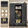 TiramisuBest 85.2''H Hall Tree with Bench and 3 Hooks, Modern Entryway Storage Organizer Cabinet with 4 Doors, 1 Drawer and Adjustable Shelves - 4 of 4