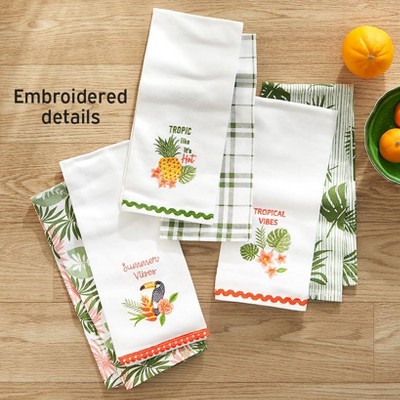 The Lakeside Collection Set of 2 Embroidered Tropical Kitchen Towels