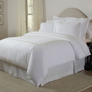 Pointehaven 300 Thread Count Percale 100% Long Staple Cotton Double Satin Stitch Oversized Duvet Set - 1 of 4